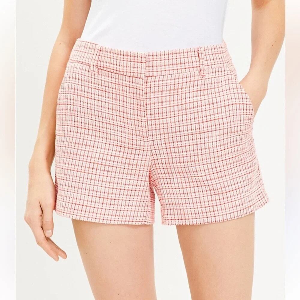 NWT Loft Womens Tweed The Riviera Shorts Preppy Resort Pink Summer Classic 6